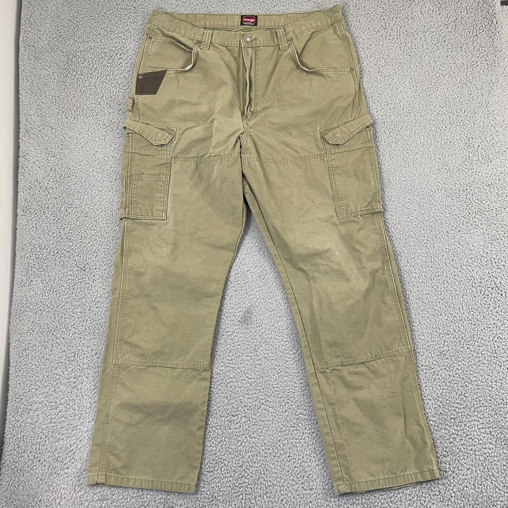 Wrangler Workwear 10WMWR1BL Cargo Pants Men 38x33 Tan Ripstop Utility Workwear